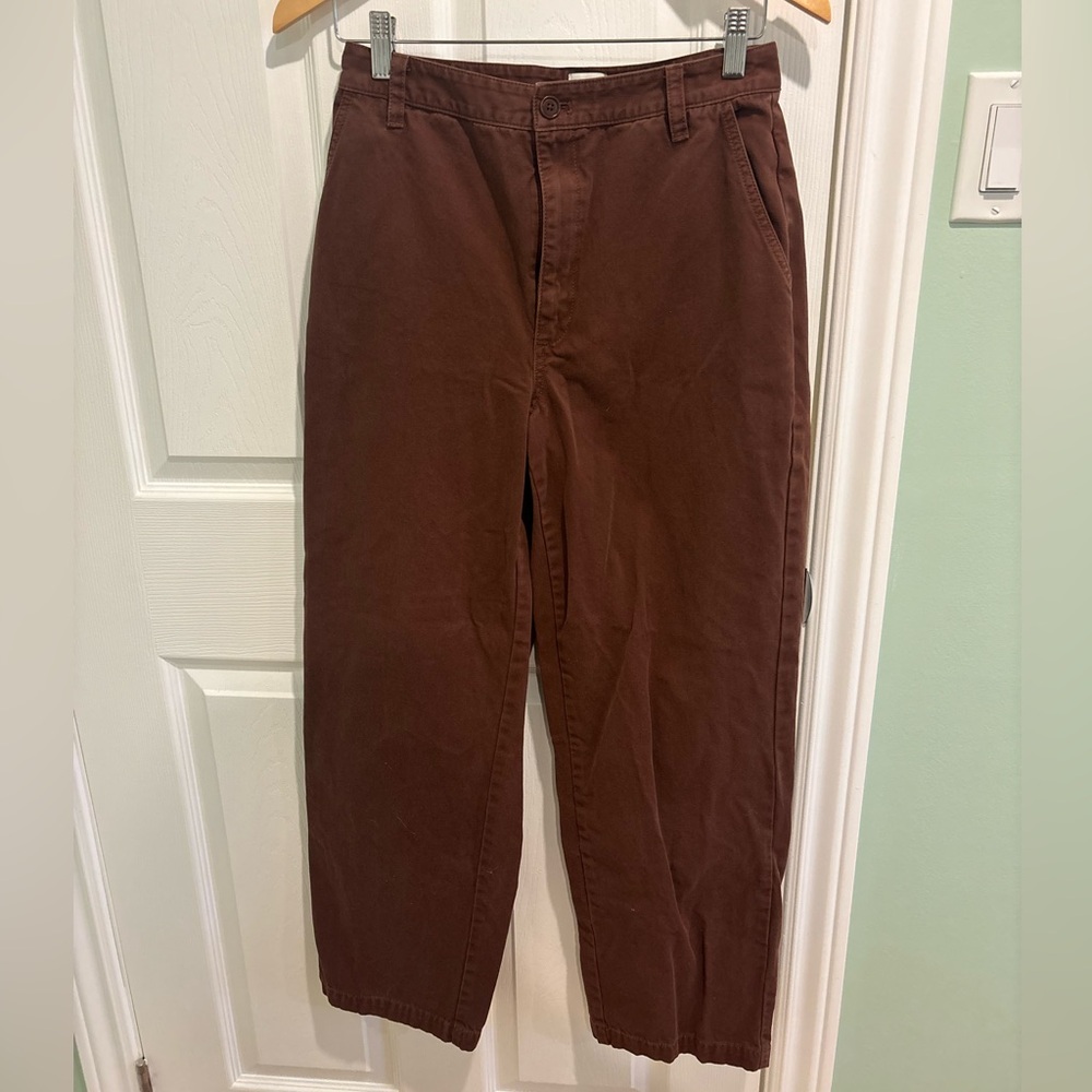 Sunday Best Brown High-Rise Wide-Leg 100% Cotton Pants